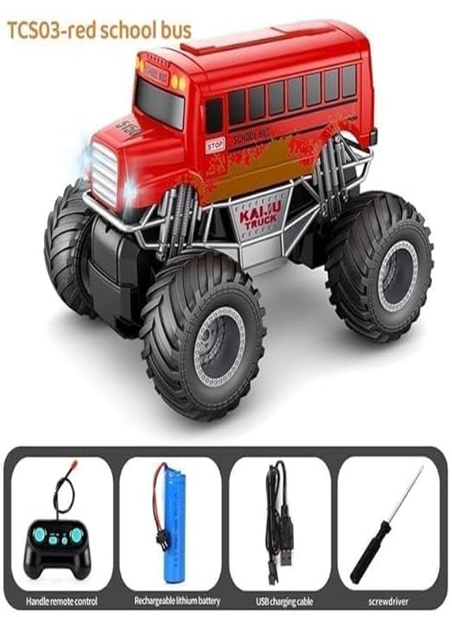 VIKINGS Rc Bigfoot Crawler 1:16 RC Remote Control Fire Truck School Bus Sounds and Lights Rechargeable 2.4GHz Toy Trucks Ideal for Playing Kids Car Scale All Terrain Off_Road Monster - Image 4